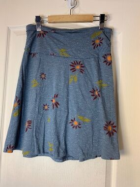 Toad&Co Blue Grey Floral Travel Skirt Soft Stretch Casual Outdoor Daily Style S